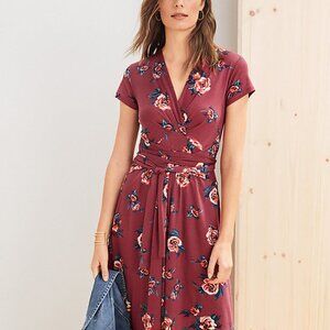 GARNET HILL FLORAL MIDI DRESS SIZE SMALL-Tie Waist Rushed Knit Dress